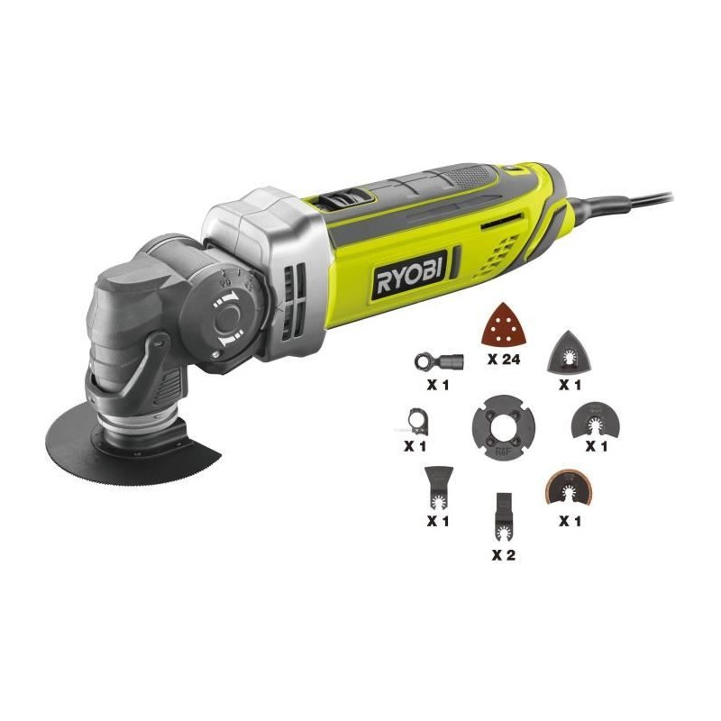 RYOBI - Multitool 300 W - Sac avec plateau de ponçage, 24 feuilles abrasives ...