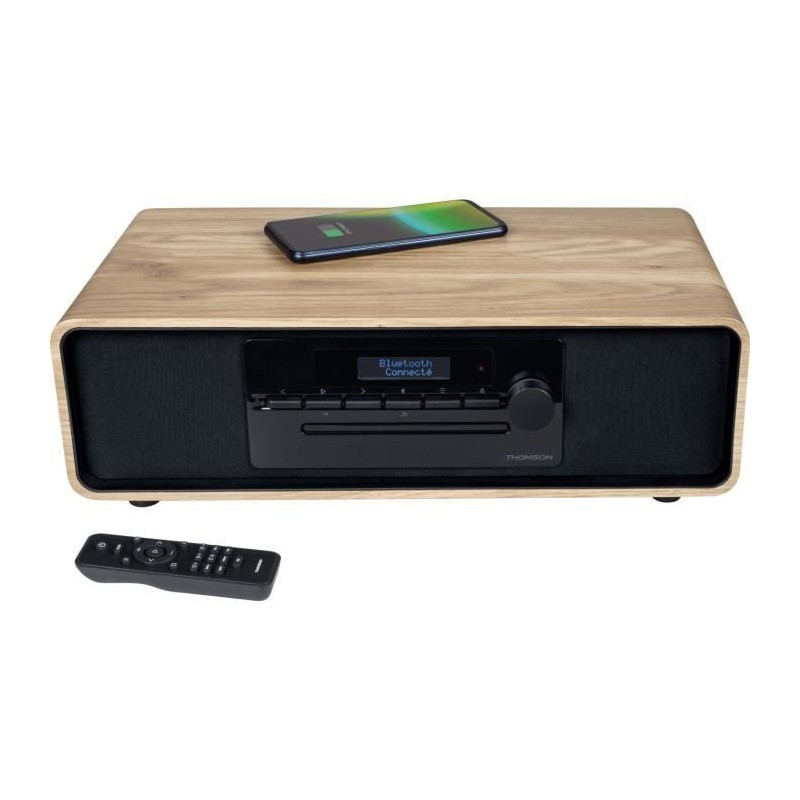 Micro-chaîne Bluetooth - THOMSON - Bois/Noir - Radio FM/DAB+/CD/MP3/USB/Induc...