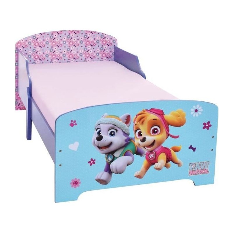 PAT PATROUILLE fille lit 140x70 cm avec lattes pour enfant