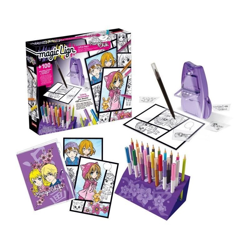 Magic Lign - LANSAY - Coffret Repro Manga Chibi - 100 illustrations - Des 7 ans