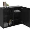 Petit meuble de rangement - Décor noir - L99,1 x H81,3 x P31,5 cm - Fabriqué ...