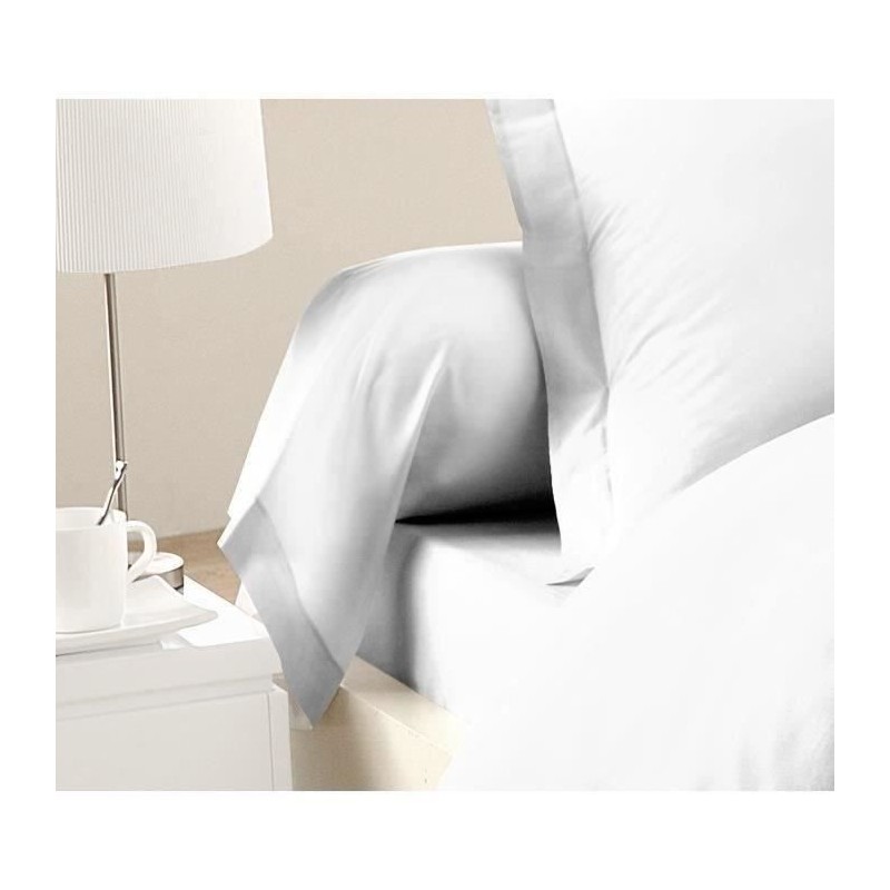 LOVELY HOME Lot de 2 Taies de Traversin 100% coton 85x185 cm - Blanc