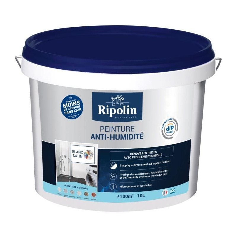 Peinture anti-humidité - RIPOLIN - 424185 - Blanc - Satin - 10 L
