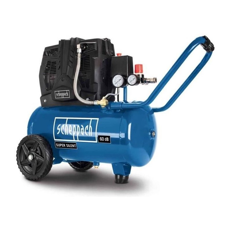 Compresseur d'air silencieux horizontal a deux cylindres Scheppach HC25Si - 2...