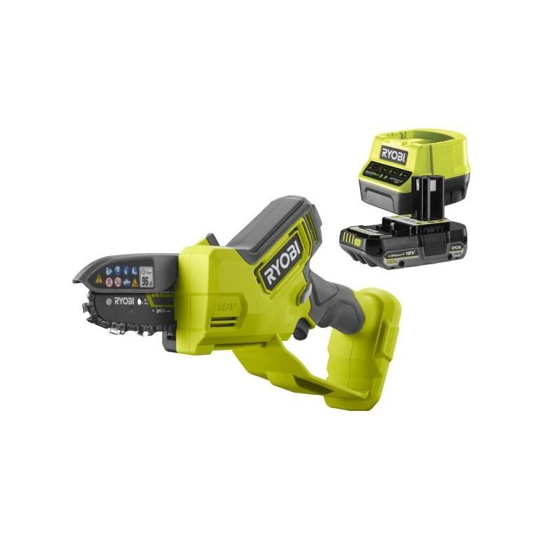 RYOBI - Élagueur a main 18V ONE+ - Brushless- guide 10 cm - 6 m/s - tendeur s...