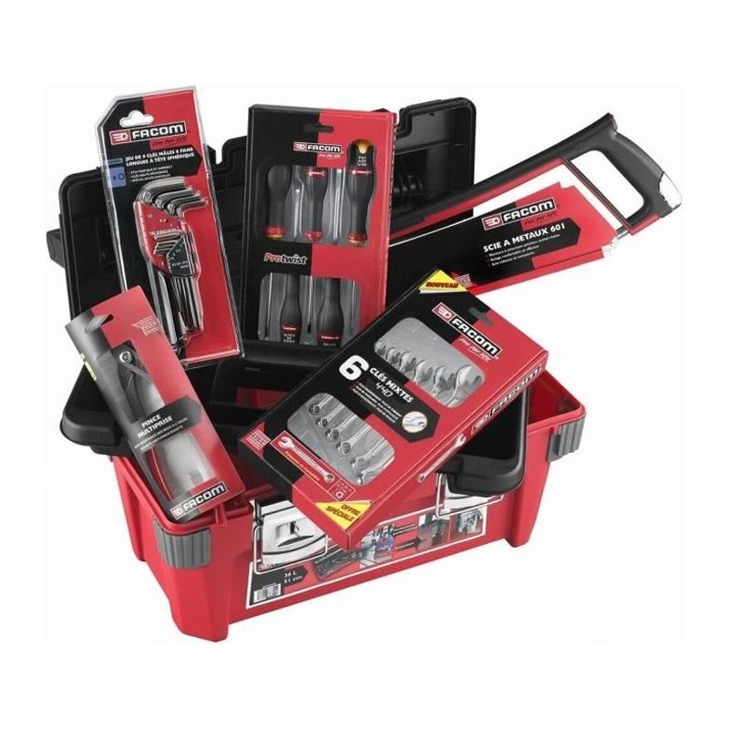 Boîte a outils + 22 outils FACOM - BP.P20ACM1PB - 5 tournevis + 6 clés mixtes...