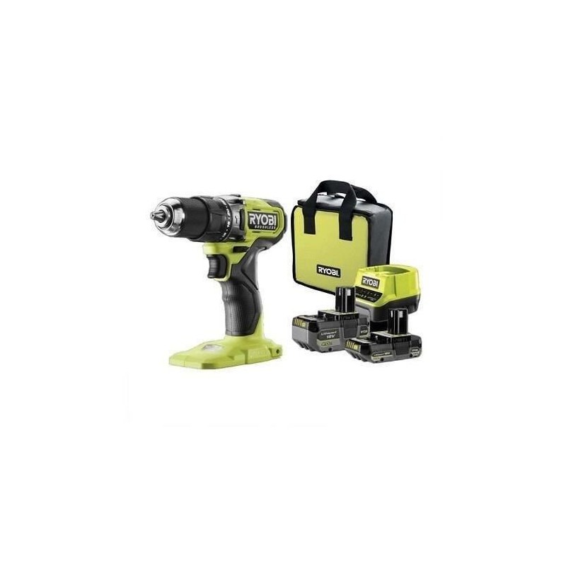 RYOBI - Perceuse-visseuse a percussion BRUSHLESS 18V ONE+ 54 Nm - 2 batteries...