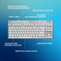 Clavier gamer - Sans fil - Logitech G - G915 TKL X - AZERTY - Switch tactile ...