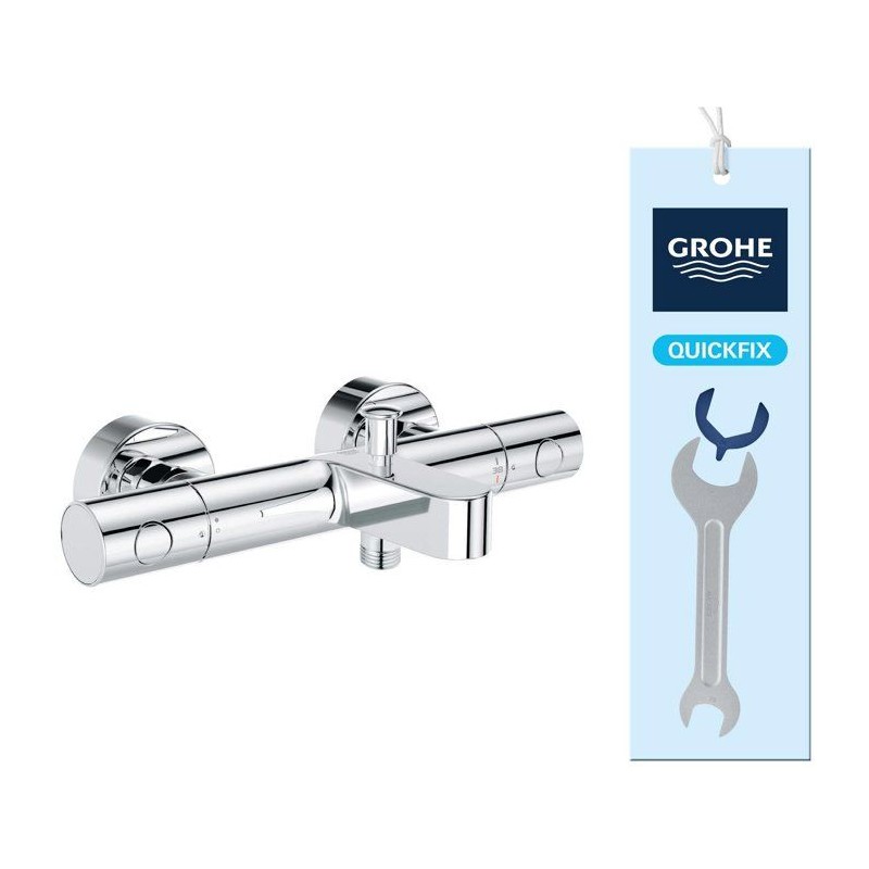 Mitigeur thermostatique bain douche GROHE Precision Get - Montage mural - Chromé
