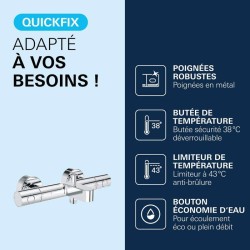 Mitigeur thermostatique bain douche GROHE Precision Get - Montage mural - Chromé