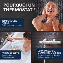 Mitigeur thermostatique bain douche GROHE Precision Get - Montage mural - Chromé