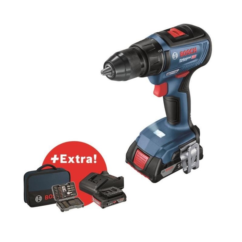 Perceuse-visseuse Bosch Professional GSR 18V-50 + 2 batteries 2,0Ah + chargeu...