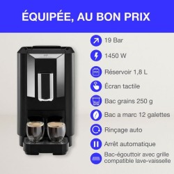 Machine Expresso broyeur - CONTINENTAL EDISON - CECFAUTOB - 19 Bar - 1450 W -...