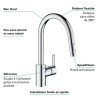 GROHE Robinet de cuisine évier Feel, douchette extractible, rotation 360°, be...