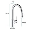 GROHE Robinet de cuisine évier Feel, douchette extractible, rotation 360°, be...