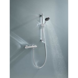 Ensemble de douche avec mitigeur thermostatique, pommeau 3 jets, barre 60cm e...