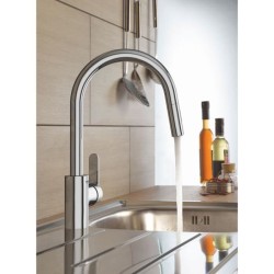 GROHE Robinet de cuisine évier Get, robinet avec douchette extractible, bec e...
