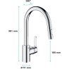 GROHE Robinet de cuisine évier Get, robinet avec douchette extractible, bec e...