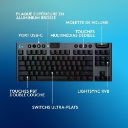 Clavier gamer - Sans fil - Logitech G - G915 TKL X - AZERTY - Switch tactile ...
