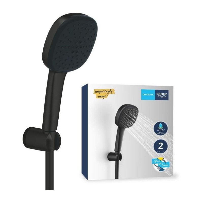 Ensemble de douche avec pommeau 2 jets, support et flexible - GROHE Vitalio C...