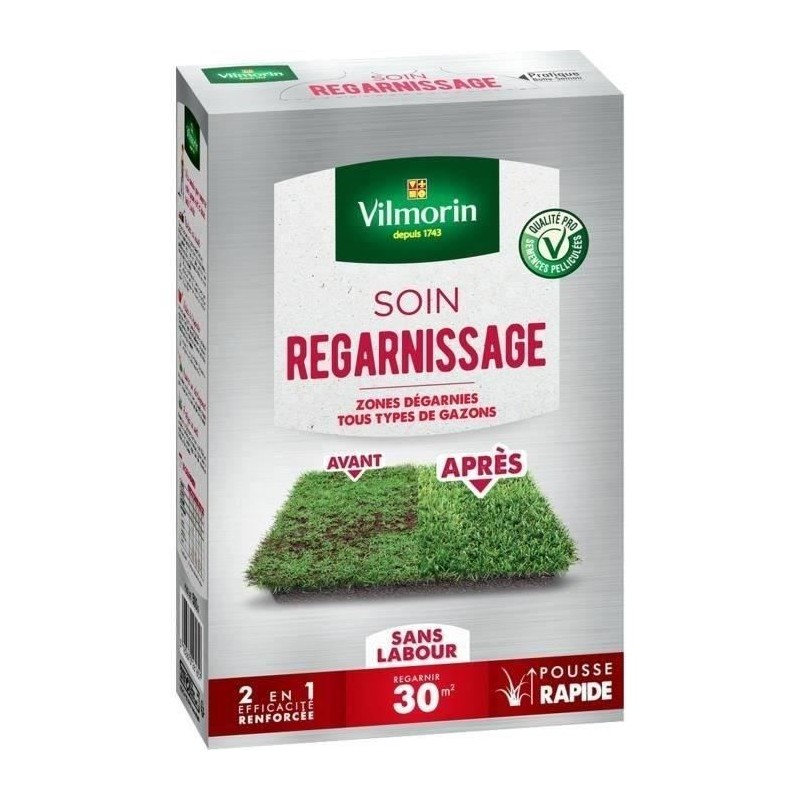 VILMORIN Semences pour soins et regarnissage universel de gazon - 2 en 1 - 500 g