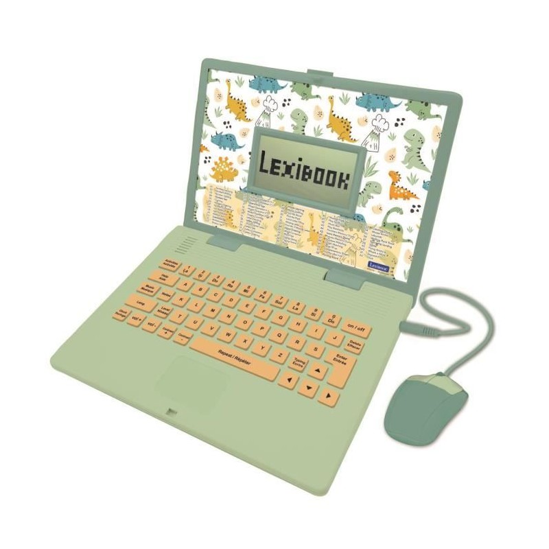 Lexibook - Ordinateur éducatif bilingue Dinosaure - 124 activités (EN/FR)