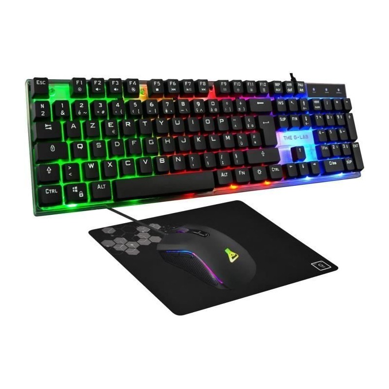 Pack Gamer 4 en 1 - The G-Lab - COMBO YTTRIUM - Souris Filaire - Clavier Fila...