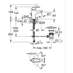 Mitigeur monocommande lavabo - GROHE Start Flow - Taille S - Chromé - Economi...