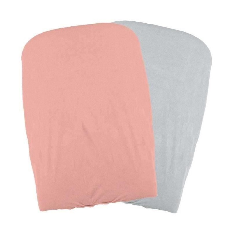 DOMIVA Lot 2 Housses matelas a langer - Polycoton - oeko-Tex - Peche/Perle - ...