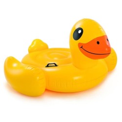 Bouée gonflable Canard Jaune a Chevaucher - INTEX - Jeux de Piscine - 2 poign...