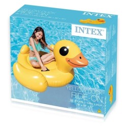 Bouée gonflable Canard Jaune a Chevaucher - INTEX - Jeux de Piscine - 2 poign...