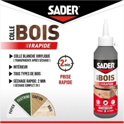 Colle bois - SADER - Prise rapide 2 min - Tous bois - Intérieur - Transparent...