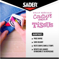 Colle textile - SADER - Tissus et textiles - Ourlets et customisation - Résis...