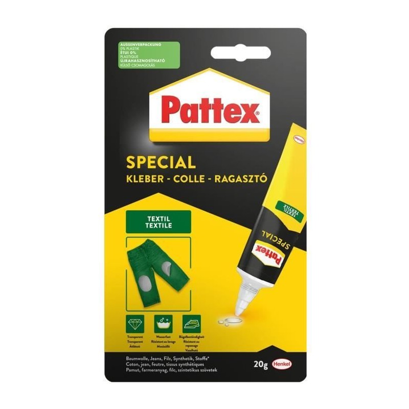 Colle Spécialités Matériaux - PATTEX - Textile - Tube - 20g
