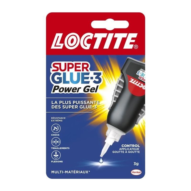 Colles cyanocrylates - LOCTITE - SUPERGLUE-3P - Power Gel Control - Tube 3g