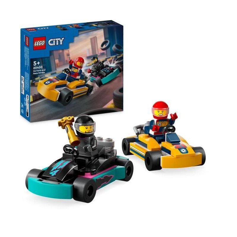 LEGO 60400 City Les Karts et les Pilotes de Course, Jouet avec 2 Karting, ave...