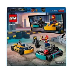 LEGO 60400 City Les Karts et les Pilotes de Course, Jouet avec 2 Karting, ave...