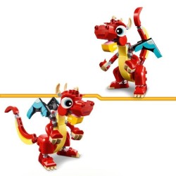 LEGO 31145 Creator 3en1 Le Dragon Rouge Jouet avec 3 Figurines d'Animaux, don...