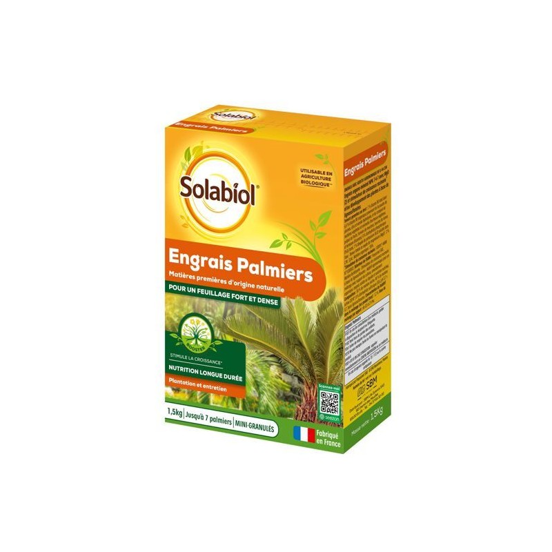 SOLABIOL Engrais palmiers et plantes méditerranéennes - 1,5kg - Jusqu'a 7 pal...
