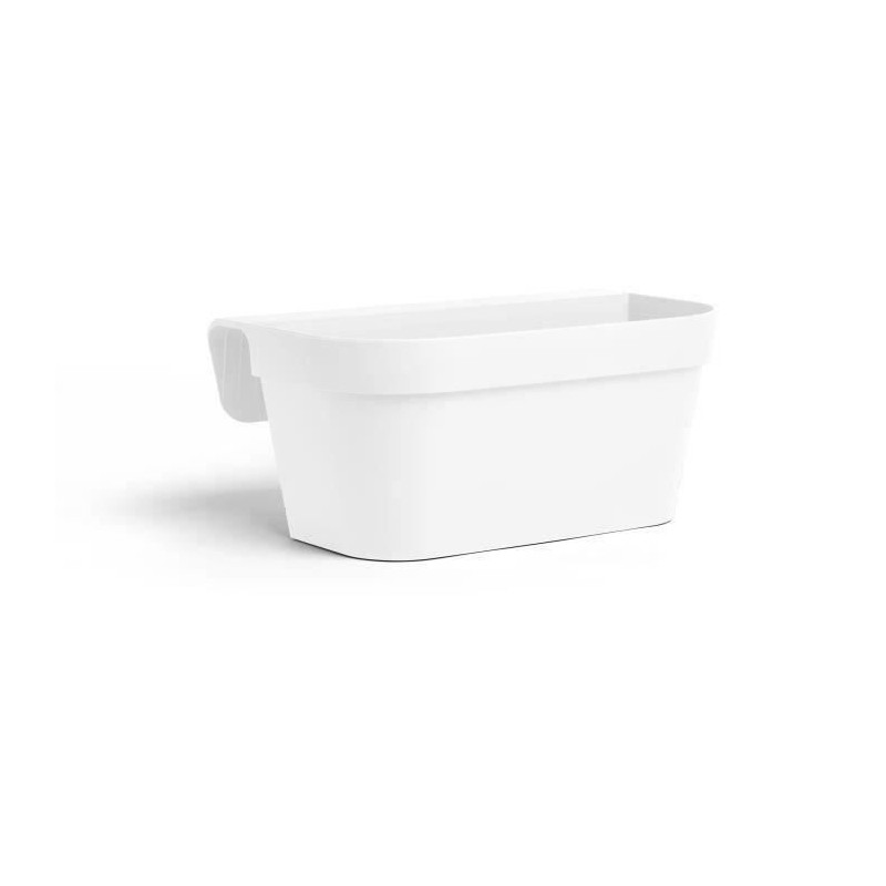 Jardiniere+crochet - GARDEN ID Star - Blanc 50 x 21 cm - Fixation facile - Ré...