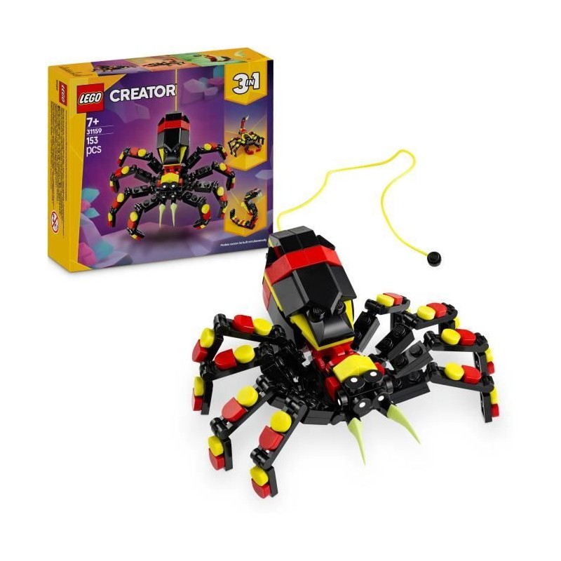 LEGO Creator 31159 3-en-1 Animaux sauvages : l'araignée surprenante - Jouet d...