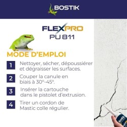 Mastic colle/joint - BOSTIK - Flexpro PU811 - Tous matériaux - Intérieur/exté...
