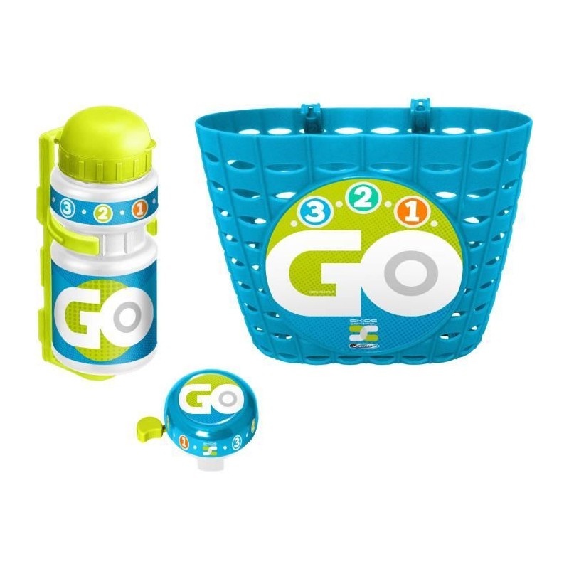 Set Corbeille + Bidon + Sonnette Bleu STAMP - Skids Control