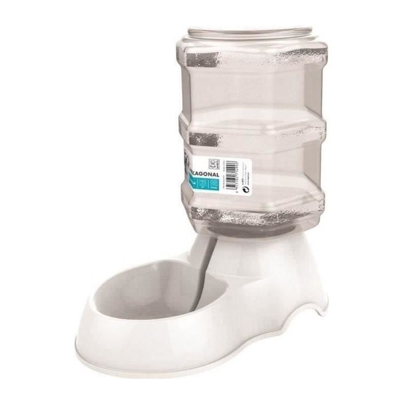 M-PETS Distributeur d'eau Hexagonal - 3500 ml - Blanc - Pour chien