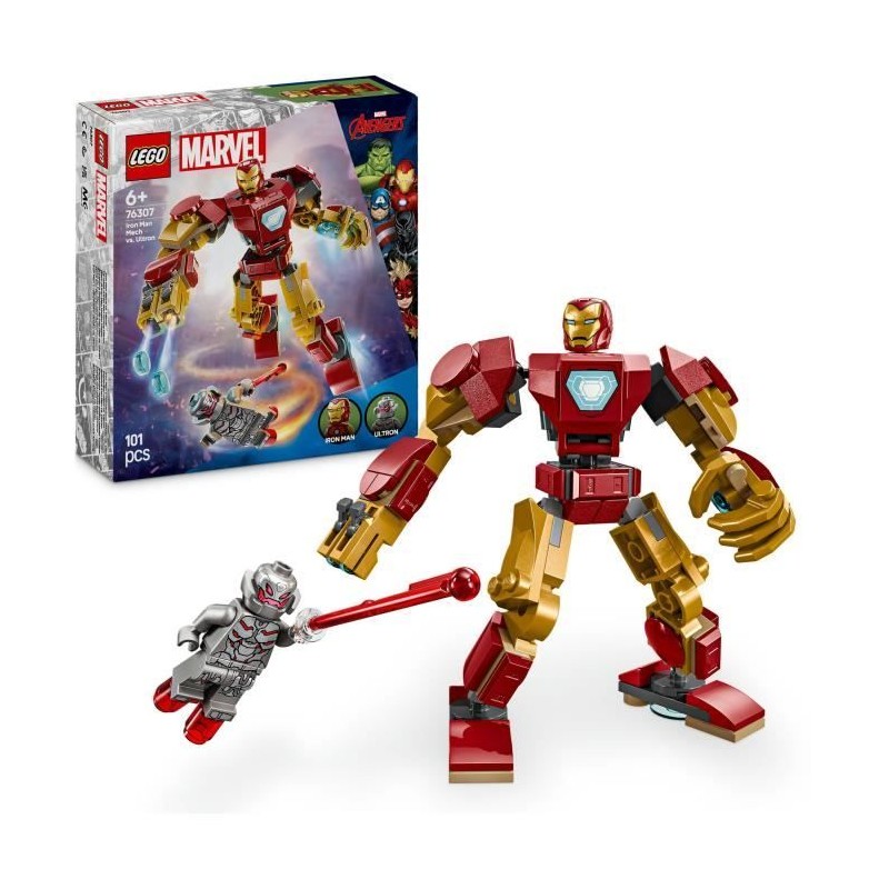 LEGO Marvel 76307 Le robot d'Iron Man contre Ultron - Jouet avec super héros ...