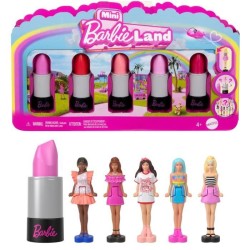 BARBIE Coffret Mini BarbieLand 6 rouge a levres avec mini poupées -