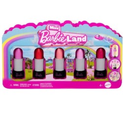 BARBIE Coffret Mini BarbieLand 6 rouge a levres avec mini poupées -