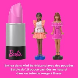 BARBIE Coffret Mini BarbieLand 6 rouge a levres avec mini poupées -