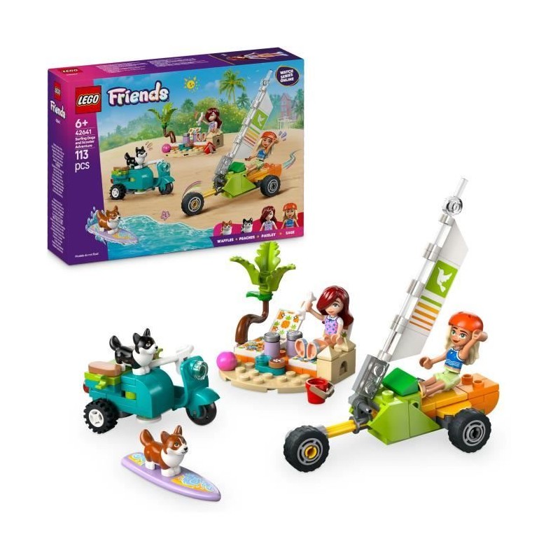 LEGO Friends 42641 Chiens surfeurs et aventures en scooter - Jouet interactif...