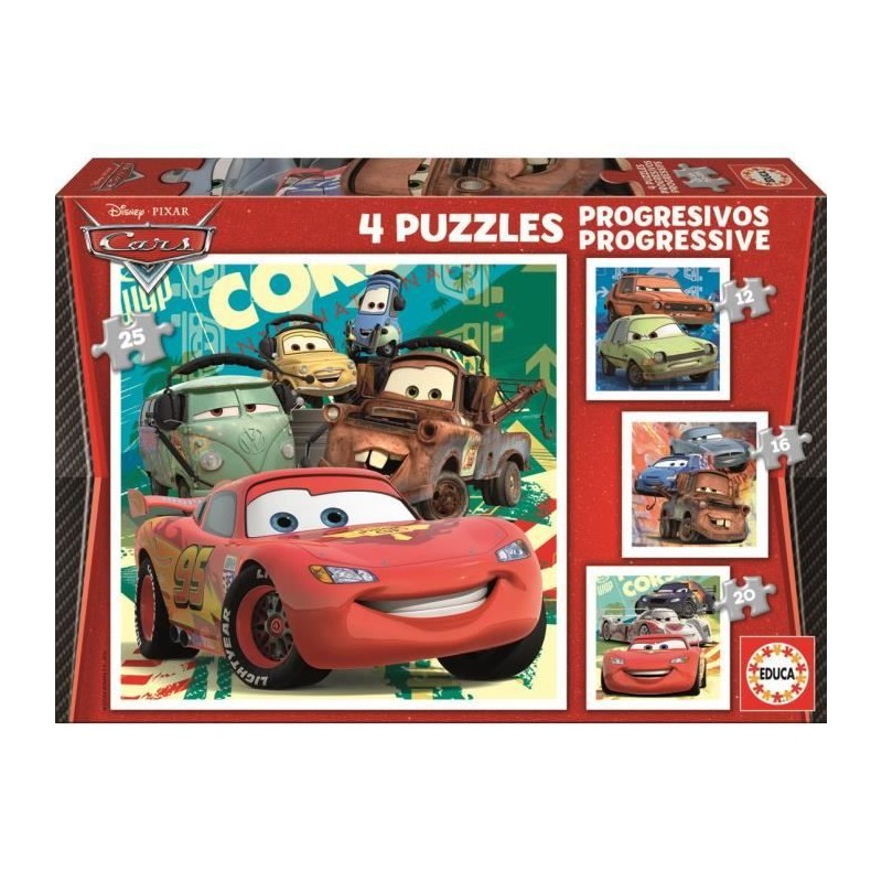 Puzzle progressif CARS Disney, Dessins animés et BD, EDUCA 83386, des 3 ans